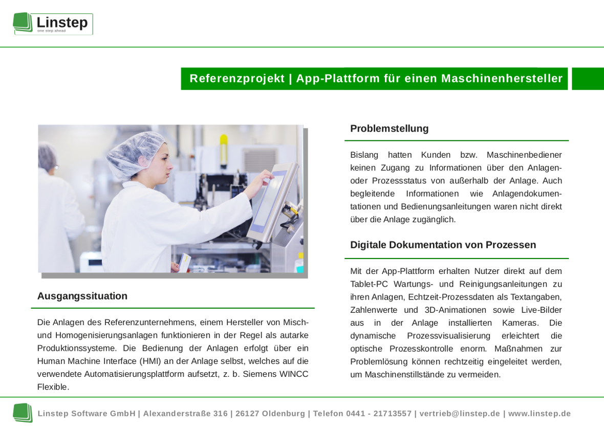 Referenzprojekt Linstep App-Plattform für Maschinen- und Anlagenbau