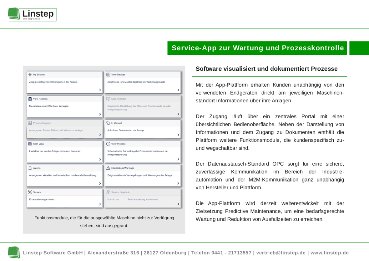 Realisiertes Projekt Linstep Wartungssoftware für Maschinen- und Anlagenbau