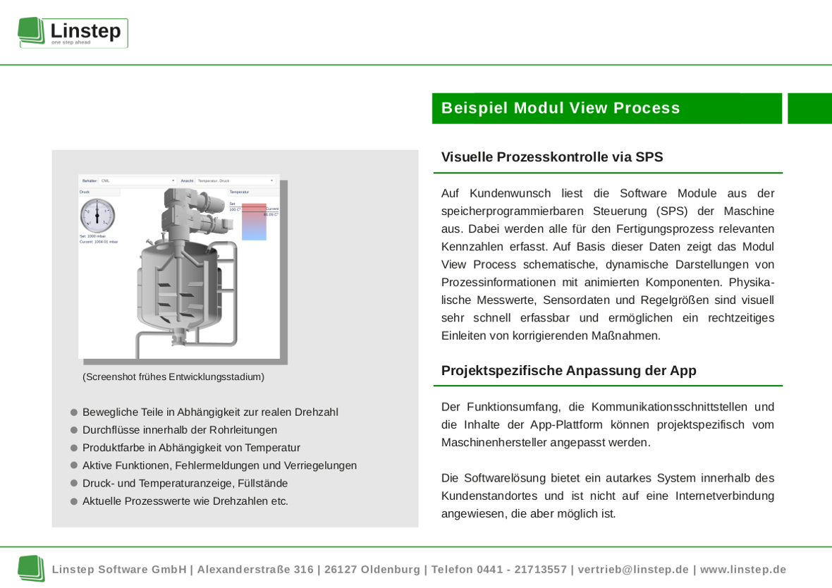 Realisiertes Projekt Linstep Instandhaltungssoftware für Maschinen- und Anlagenbau