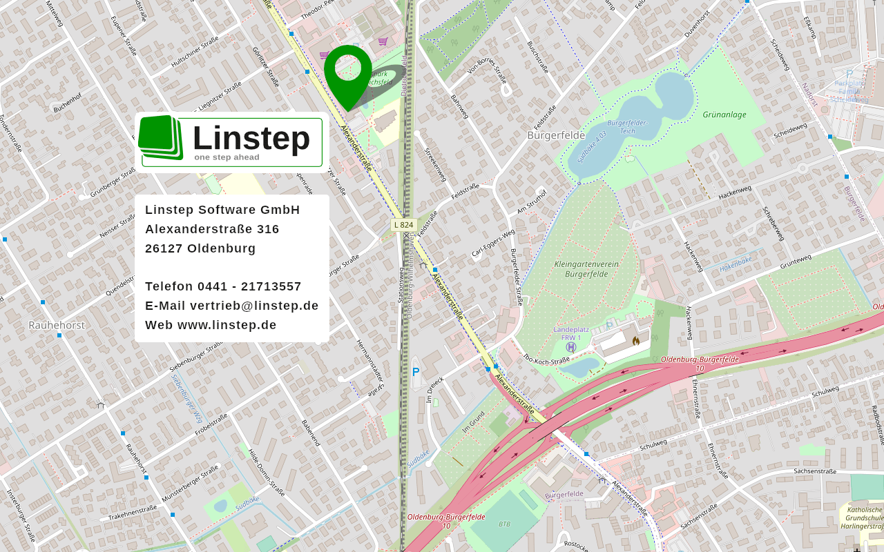 Anfahrt Karte Linstep Software GmbH Oldenburg